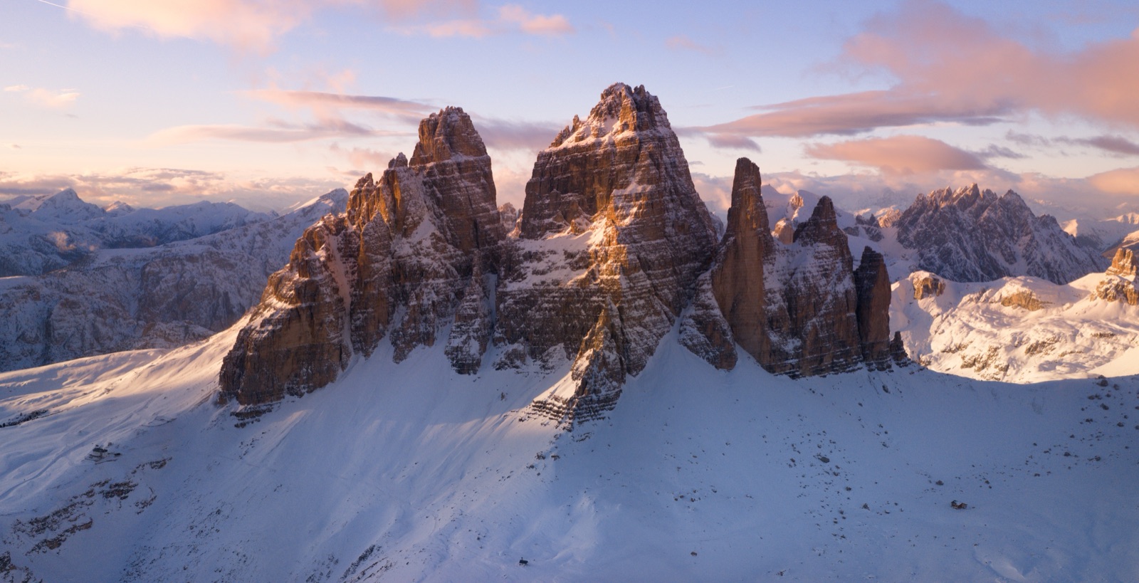 Panorama of the Dolomites around the Tre Cime